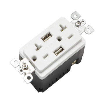 BAS20-2USB UL listed standard outlet 20A 125V gfci electrical socket